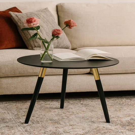 Black and Gold Round Coffee Table, Nostra
