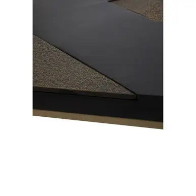 Black and Gold Striped Acacia wood Coffee Table with Interconnected Metal Legs, Aris