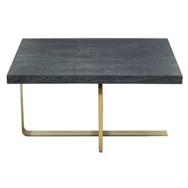 Black and Grey Square Coffee Table with Brushed Gold Base, Lena