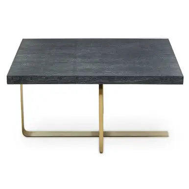 Black and Grey Square Coffee Table with Brushed Gold Base, Lena