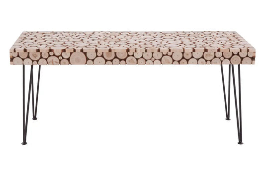 Black and Natural Coffee Table with Wood Top, Lacuna