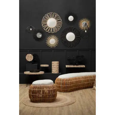 Black and Natural Coffee Table with Wood Top, Lacuna