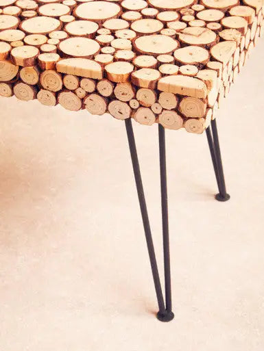 Black and Natural Coffee Table with Wood Top, Lacuna