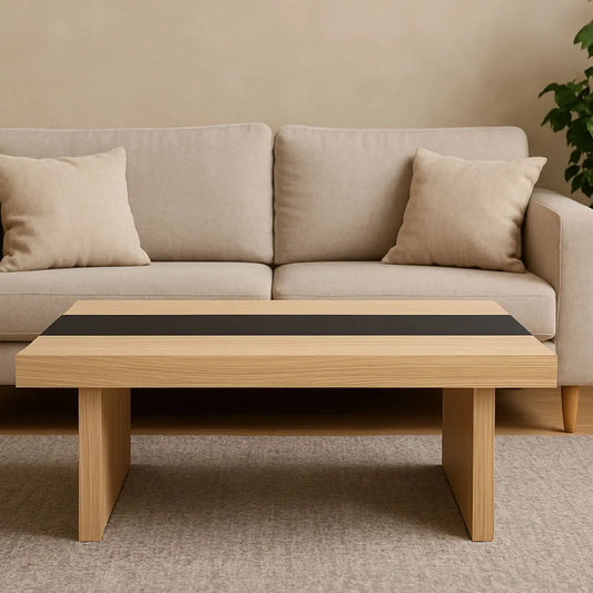 Black and Natural Square Coffee Table | Loki
