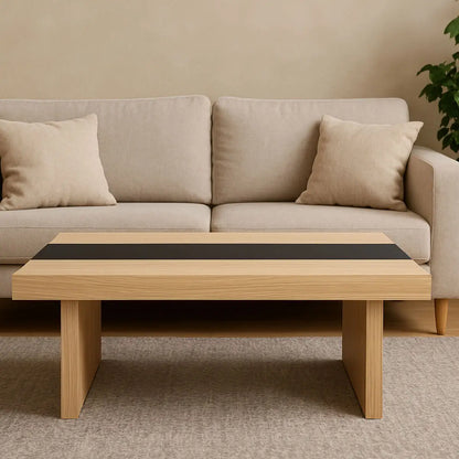 Black and Natural Square Coffee Table, Loki