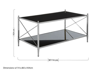 Black and Silver Two-Tier Mirrored Glass Console Table with Cross Design, Hoffmann
