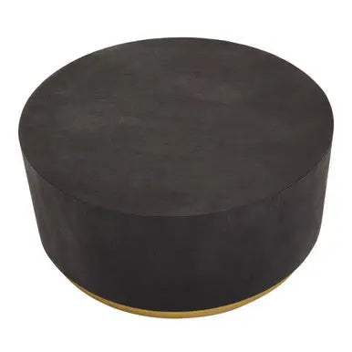 Black Concrete Effect Wood Coffee Table with Luxe Gold Metal Frame, Naro