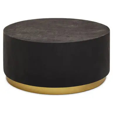 Black Concrete Effect Wood Coffee Table with Luxe Gold Metal Frame, Naro