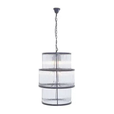 Black Finish 3 Tiered Glass Chandelier | Salasco