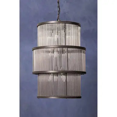Black Finish 3 Tiered Glass Chandelier | Salasco