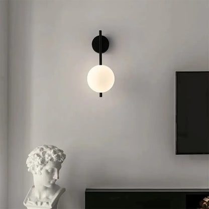 Black Globe Wall Lamp - Modern Minimalist Glass Shade Light