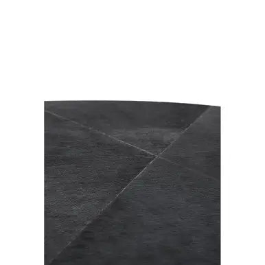 Black Hair-On-Hide Leather Round Top Coffee Table with Geometric Gold Metal Frame, Kensington Townhouse