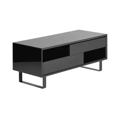 Black High Gloss Coffee Table with 2 Drawers and Open Shelves, Moritz