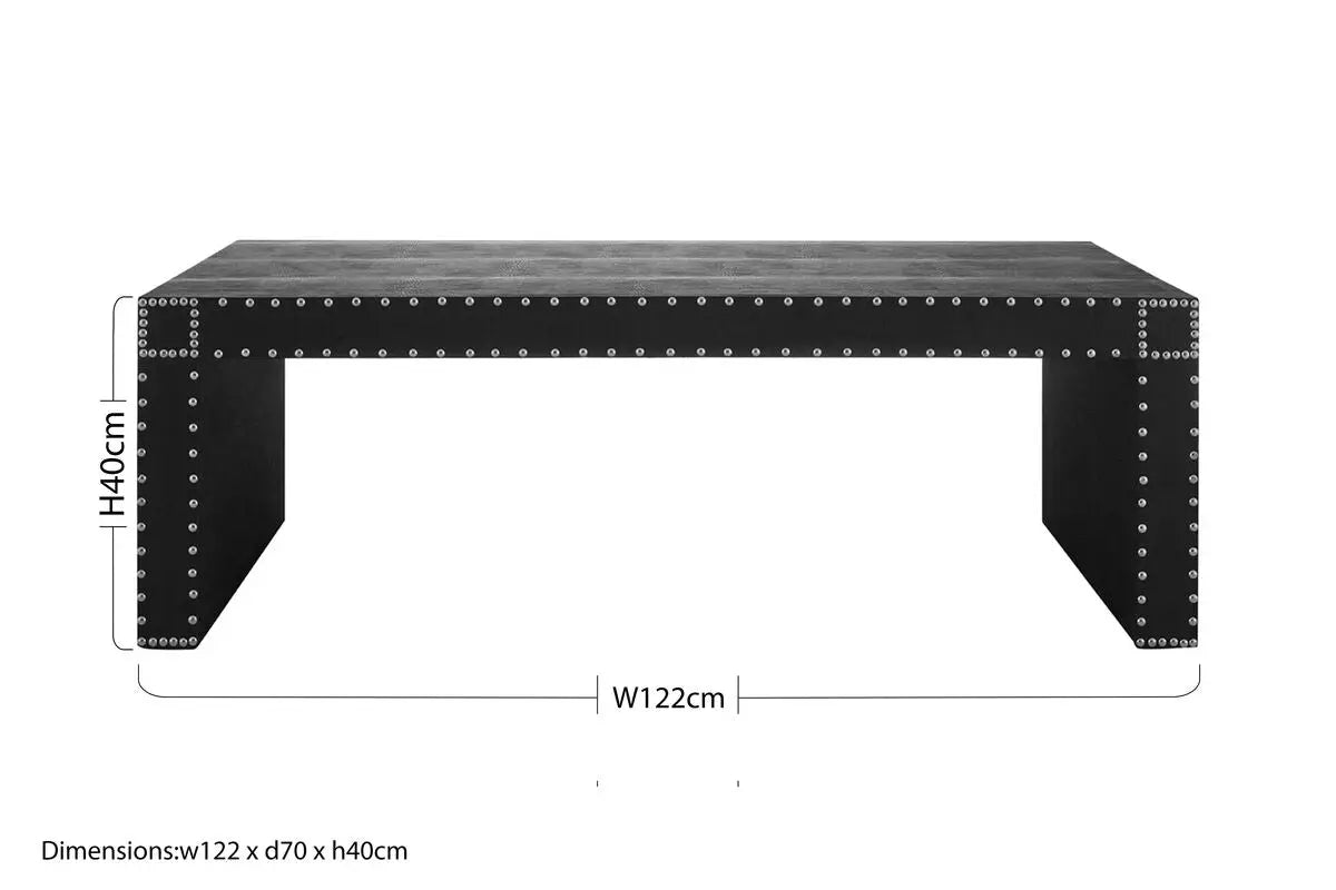 Black Leather Effect Rectangular Coffee Table, Sloane