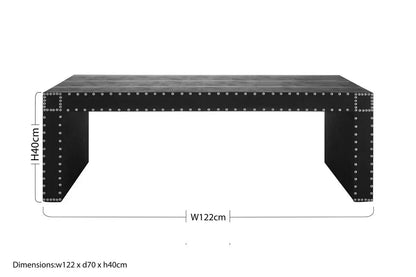 Black Leather Effect Rectangular Coffee Table, Sloane
