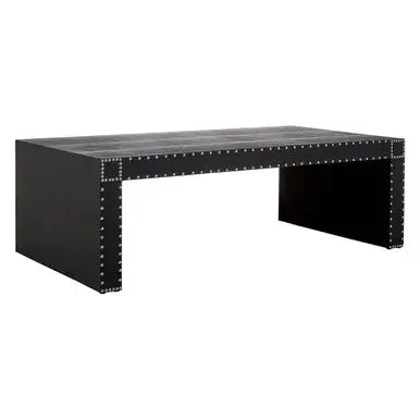 Black Leather Effect Rectangular Coffee Table, Sloane