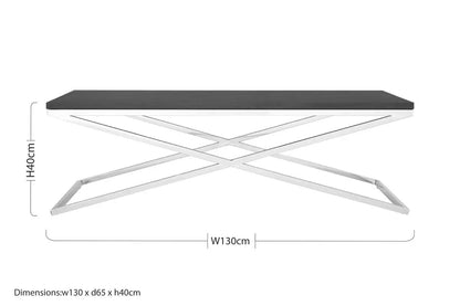 Black Leather Effect Rectangular Coffee Table with Cross Frame Design, Tribute