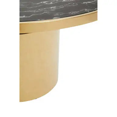 Black Marble Effect Glass Top Coffee Table with Gold Finish Base, Oria