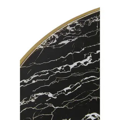 Black Marble Effect Glass Top Coffee Table with Gold Finish Base, Oria