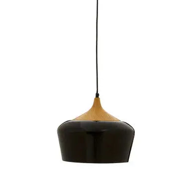 Black Metal and Wood Effect Pendant Light | Blayne