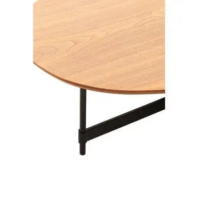 Black Metal Frame Coffee Table with Natural Oblong Top, Doha