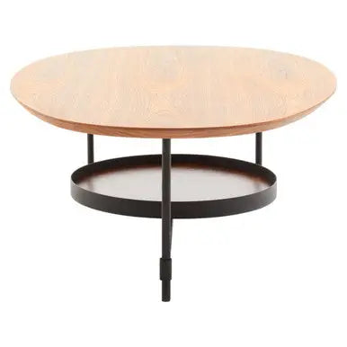 Black Metal Frame Coffee Table with Natural Oblong Top, Doha
