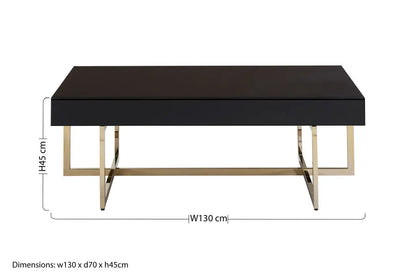 Black Mirrored Top Rectangular Coffee Table | Ragusa