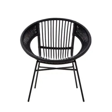 Black Natural Rattan and Iron Black Chair | Lagom