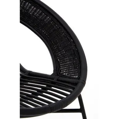 Black Natural Rattan and Iron Black Chair | Lagom