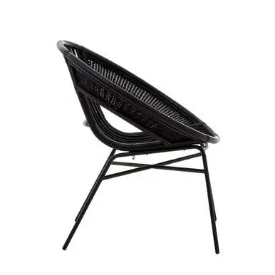 Black Natural Rattan and Iron Black Chair | Lagom