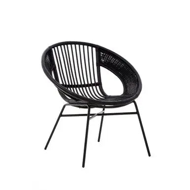 Black Natural Rattan and Iron Black Chair | Lagom