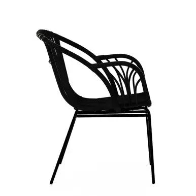 Black Natural Rattan Chair with Raised Sides | Lagom