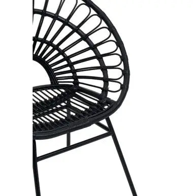 Black Natural Rattan Flared Back Chair | Java
