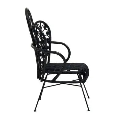 Black Natural Rattan Scalloped Back Chair | Java