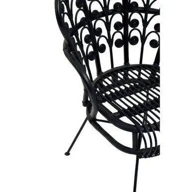 Black Natural Rattan Scalloped Back Chair | Java