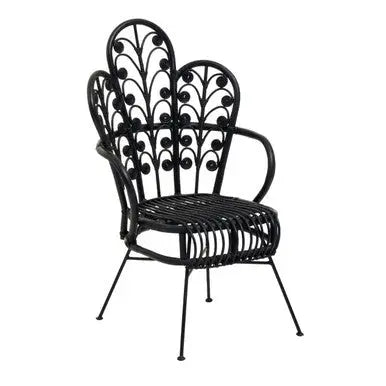 Black Natural Rattan Scalloped Back Chair | Java