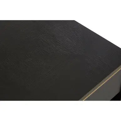 Black Oak Veneer 1-Drawer Coffee Table with Gold Finish Trim and Lower Storage Shelf, Diamond