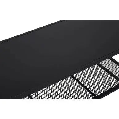 Black Powder Coated Metal Coffee Table with Open Storage Mesh Shelf, Acero