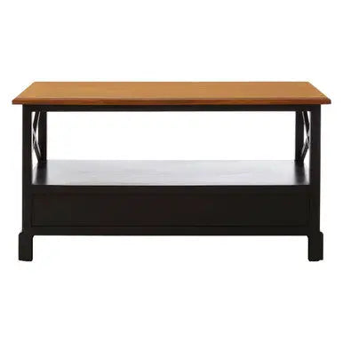 Black Rectangular Storage Coffee Table with Drawers, Virginia