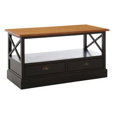 Black Rectangular Storage Coffee Table with Drawers, Virginia