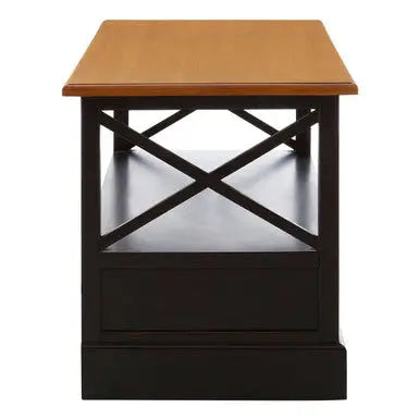 Black Rectangular Storage Coffee Table with Drawers, Virginia