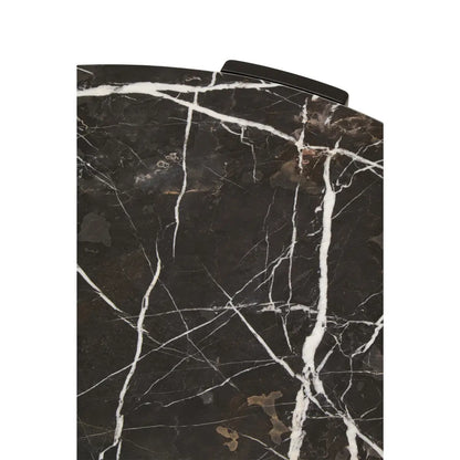 Black Round Marble Top Large Coffee Table with Black Acacia Legs, Palermo