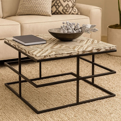 Black Rustic Chevron Square Coffee Table , Lombok