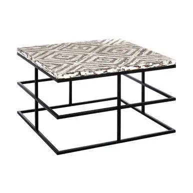 Black Rustic Chevron Square Coffee Table , Lombok