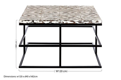 Black Rustic Chevron Square Coffee Table , Lombok