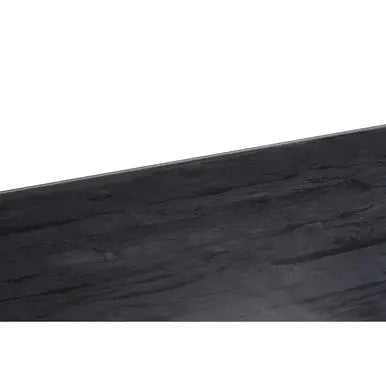 Black Wood and Clear Glass Top Coffee Table with Silver U-Shaped Metal Legs, Kerala