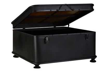 Black Wood and Iron Coffee Table with Hinged Top, New Foundry