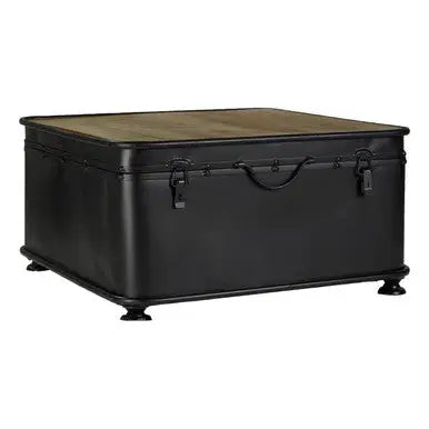 Black Wood and Iron Coffee Table with Hinged Top, New Foundry