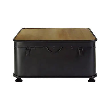 Black Wood and Iron Coffee Table with Hinged Top, New Foundry
