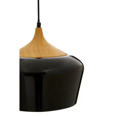 Blayne Black Metal And Wood Effect Pendant Light